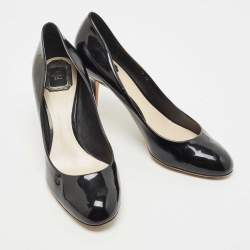 Dior Black Patent Cherie Pointed Toe  Pumps Size 42