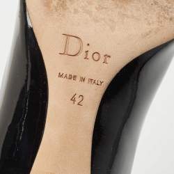 Dior Black Patent Cherie Pointed Toe  Pumps Size 42
