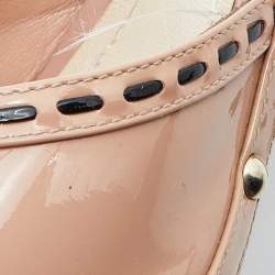 Dior Beige Patent Leather Idyll Studded Open Toe Slide Sandals Size 38.5