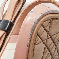 Dior Beige Patent Leather Idyll Studded Open Toe Slide Sandals Size 38.5