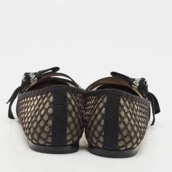 Dior Black Canvas and Mesh Jadior Mary Jane Ballet Flats Size 38