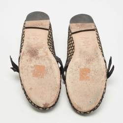 Dior Black Canvas and Mesh Jadior Mary Jane Ballet Flats Size 38