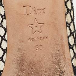 Dior Black Canvas and Mesh Jadior Mary Jane Ballet Flats Size 38