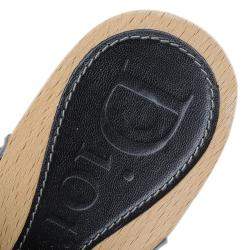 Dior Grey Metallic Cannage Stitched Leather Platform Clogs Size 36.5