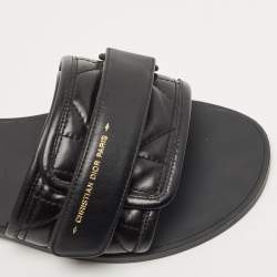 مملوكة مسبقًا Dior Black Leather Diorevolution Slide Flats Size 39
