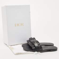 مملوكة مسبقًا Dior Black Leather Diorevolution Slide Flats Size 39