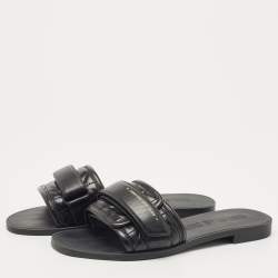 مملوكة مسبقًا Dior Black Leather Diorevolution Slide Flats Size 39