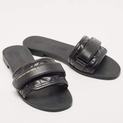 مملوكة مسبقًا Dior Black Leather Diorevolution Slide Flats Size 39