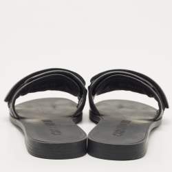 مملوكة مسبقًا Dior Black Leather Diorevolution Slide Flats Size 39