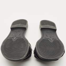 مملوكة مسبقًا Dior Black Leather Diorevolution Slide Flats Size 39