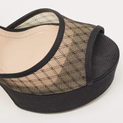 Dior Black Mesh and Canvas Platform Ankle Strap Sandals Size 38