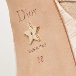 Dior Beige Satin and Mesh Platform Ankle Strap Sandals Size 38