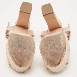 Dior Beige Satin and Mesh Platform Ankle Strap Sandals Size 38