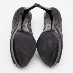 Pre Owned Dior Black Cannage Quilted And Patent Leather Bow Pumps Size 38.5