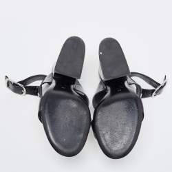 Dior Black Leather Block Heel Ankle Strap Sandals Size 38
