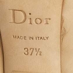 Dior Beige Quilted Leather Peep Toe Ruffle Detail Bow Slingback Sandals Size 37.5
