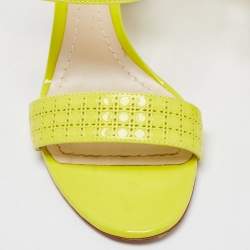 Dior Yellow Patent Block Heel Ankle Strap Sandals Size 39