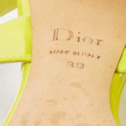 Dior Yellow Patent Block Heel Ankle Strap Sandals Size 39