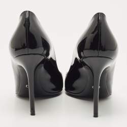 Pre Owned Dior Black Patent Leather Cannage Cap Toe Spade Pumps Size 38