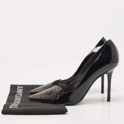 Pre Owned Dior Black Patent Leather Cannage Cap Toe Spade Pumps Size 38