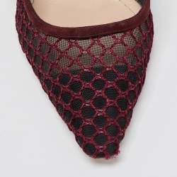 Dior Burgundy Suede and Mesh J'adior Slingback Pumps Size 38.5