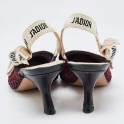 Dior Burgundy Suede and Mesh J'adior Slingback Pumps Size 38.5
