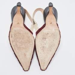 Dior Burgundy Suede and Mesh J'adior Slingback Pumps Size 38.5