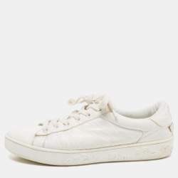 Pre Owned Dior White Crinkled Leather Move Sneakers Size 37.5