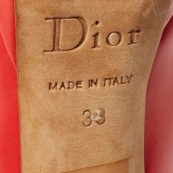 Pre Owned Dior Pink Leather Cannage Bow Peep Toe Platform Pumps Size 38
