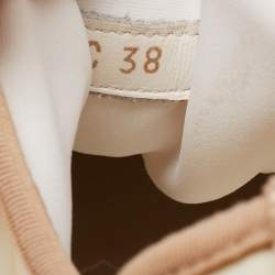 Pre Owned Dior White/Beige PVC and Fabric D-Connect Sneakers Size 38