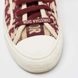 Pre Owned Dior Burgundy/White Canvas Walk'n'Dior Lace Up Sneakers Size 36