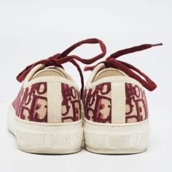 Pre Owned Dior Burgundy/White Canvas Walk'n'Dior Lace Up Sneakers Size 36