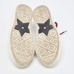 Pre Owned Dior Burgundy/White Canvas Walk'n'Dior Lace Up Sneakers Size 36