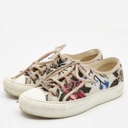 Pre Owned Dior White Embroidered Canvas Walk'n'Dior Sneakers Size 36