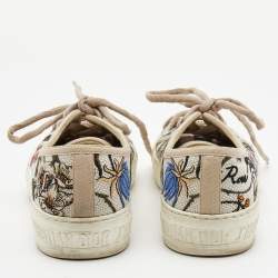 Pre Owned Dior White Embroidered Canvas Walk'n'Dior Sneakers Size 36