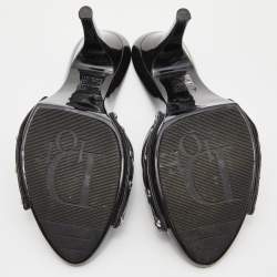 Dior Black Patent Leather Bow Strappy Slide Sandals Size 42
