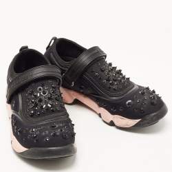 مملوكة مسبقًا حذاء رياضي ديور فيوجن شبكة ونيوبرين أسود مزخرف لازق فولكيرو مقاس 36