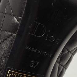 Pre Owned Dior Black Quilted Cannage Leather And Patent Bow Detail Peep Toe Pumps Size 37