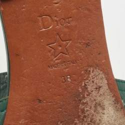 Pre Owned Dior Green Leather Montaigne Flat Slides Size 38