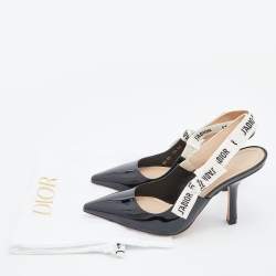 Dior Black Patent Leather J'adior Slingback Pumps Size 36