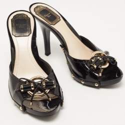 Pre Owned Dior Black Patent Slide Sandals Size 38