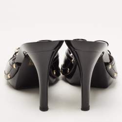 Pre Owned Dior Black Patent Slide Sandals Size 38