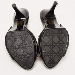Pre Owned Dior Black Patent Slide Sandals Size 38