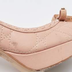 Pre Owned Dior Beige Cannage Leather Bow Peep Toe Pumps Size 37.5