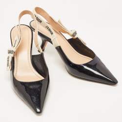 Dior Black Patent J'adior Slingback Pumps Size 39