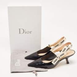 Dior Black Patent J'adior Slingback Pumps Size 39