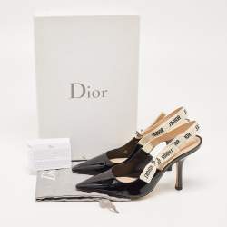 Dior Black Patent Leather J'adior slingback Pumps Size 39
