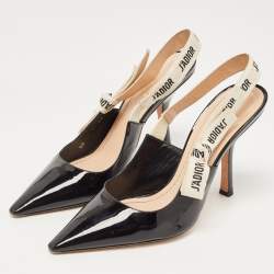 Dior Black Patent Leather J'adior slingback Pumps Size 39