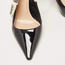 Dior Black Patent Leather J'adior slingback Pumps Size 39