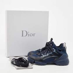 Pre Owned Dior Navy Blue/Transparent PVC and Fabric D-Connect Sneakers Size 38.5